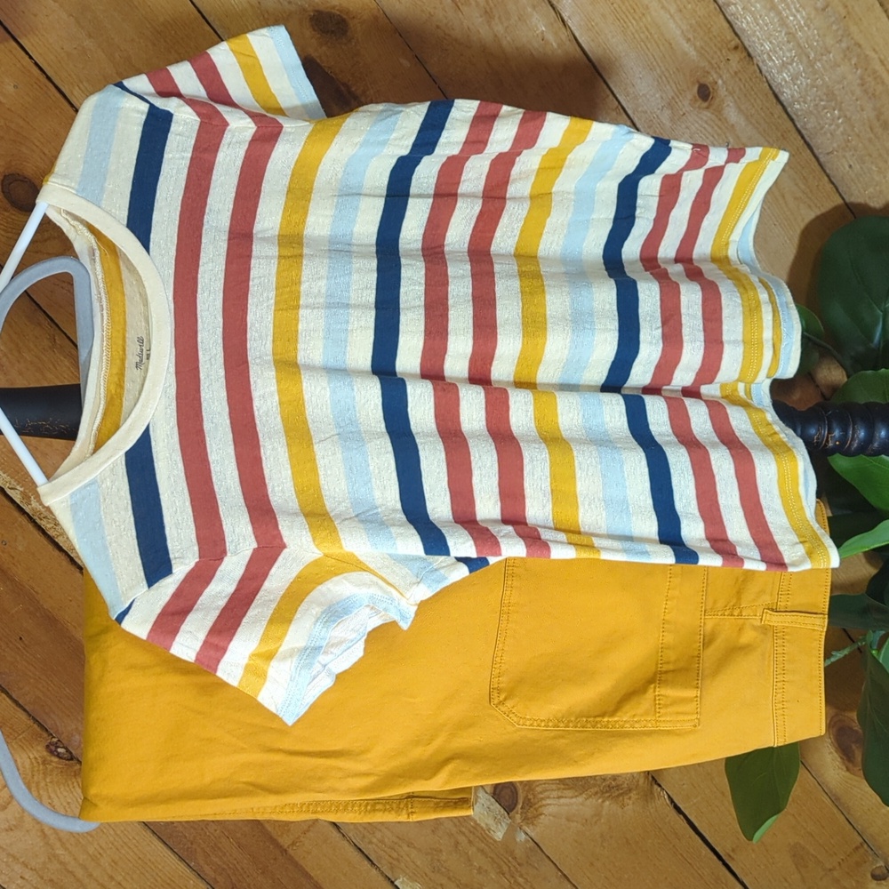 Madewell Mustard Crop Pants 32 Shirt L ladies outfit